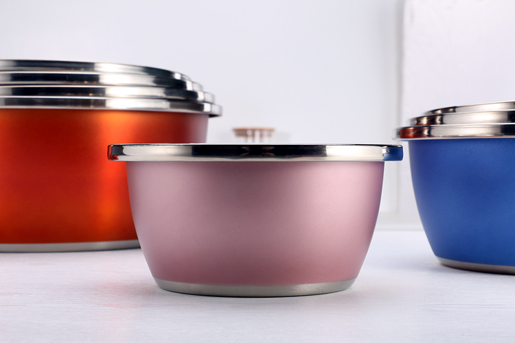 Colored stainless steel basin thickened household seasoning tank washing basin egg-beating basin cooking basin and wash basin color basin wholesale