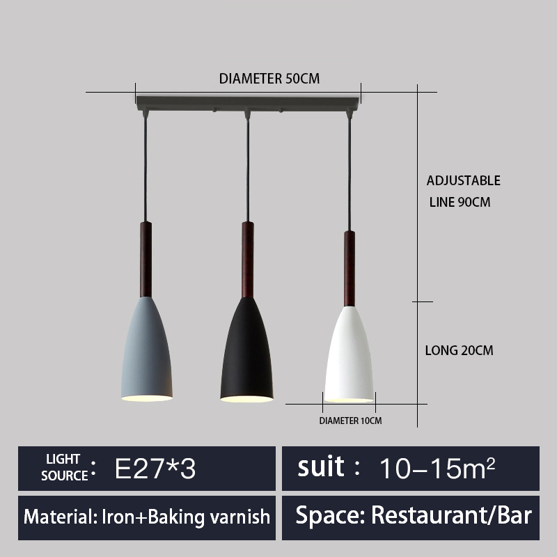 Restaurant chandelier three-head dining table lamp modern bar small simple creative Nordic led dining room wholesale lamp lighting