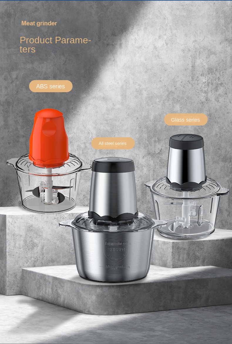 Cross-border kitchen household 304 electric meat grinder multi-functional meat mincer high-power four-knife meat blender