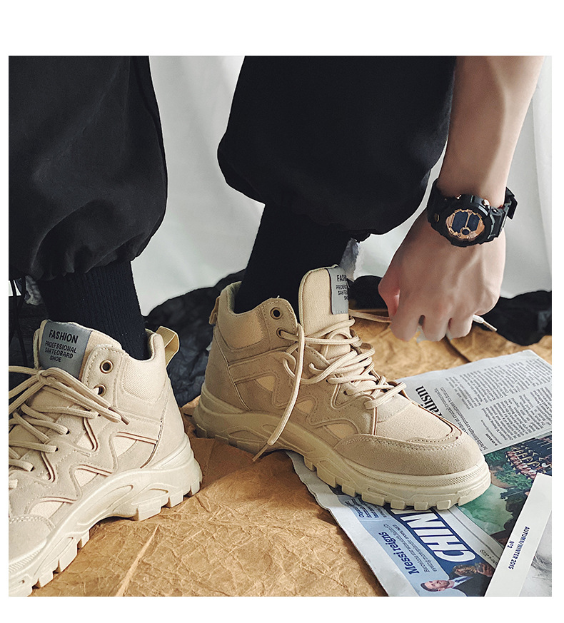 New high-top Martin boots men’s Korean version tooling boots all-match desert boots trendy men’s boots