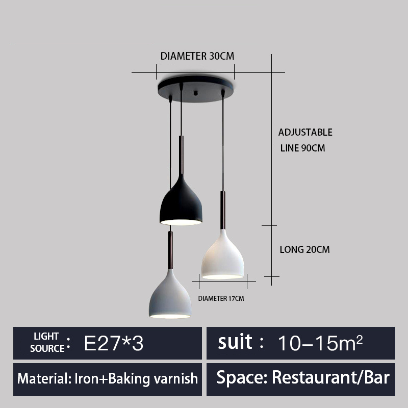 Restaurant chandelier three-head dining table lamp modern bar small simple creative Nordic led dining room wholesale lamp lighting