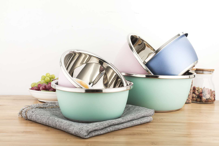 Colored stainless steel basin thickened household seasoning tank washing basin egg-beating basin cooking basin and wash basin color basin wholesale