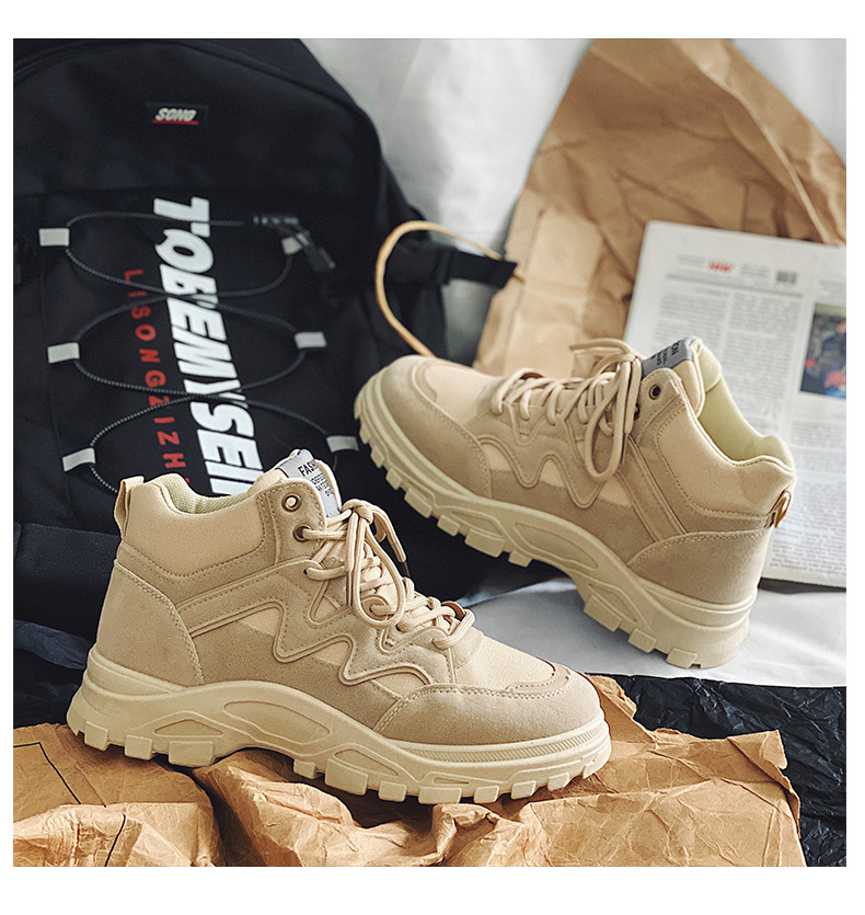 New high-top Martin boots men’s Korean version tooling boots all-match desert boots trendy men’s boots