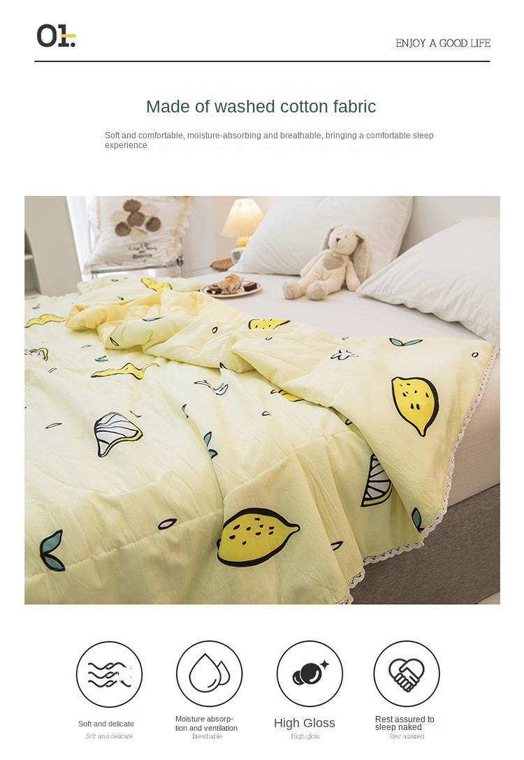 Washed cotton summer cool quilt air-conditioning quilt printed single and double summer quilt student dormitory quilt core event gift wholesale