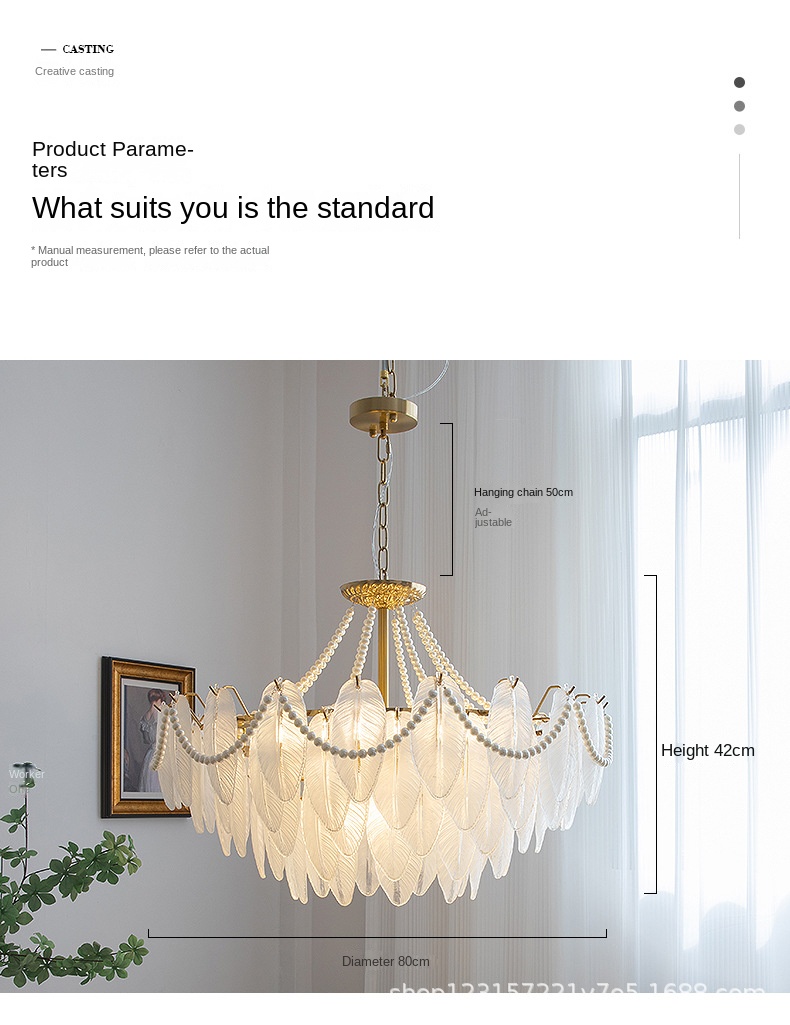 French-style living room chandelier modern light luxury feather glass chandelier American retro dining room bedroom net red LED lamp
