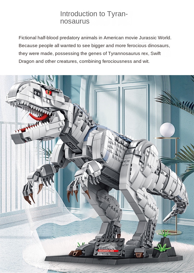 Large Dinosaur Tyrannosaurus Rex Compatible with Lego Building Blocks Assembling Toys Puzzle Boys Difficult Children’s Gifts
