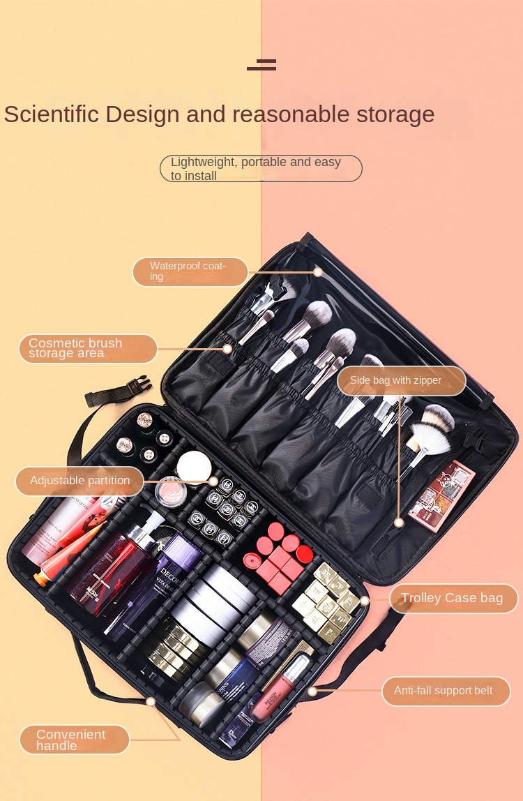 Large-capacity cosmetic bag tattoo embroidery manicure and makeup portable partition tool box cosmetic bag