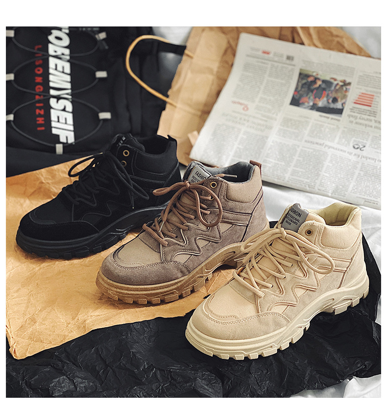 New high-top Martin boots men’s Korean version tooling boots all-match desert boots trendy men’s boots