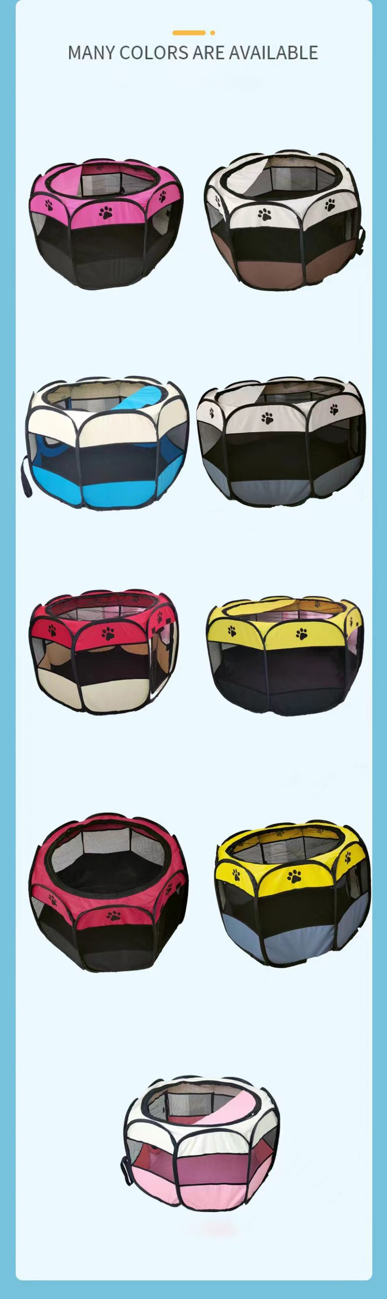 Octagonal pet delivery room dog cage cat litter foldable Oxford cloth waterproof and scratch-resistant dog tent cat delivery room pet fence