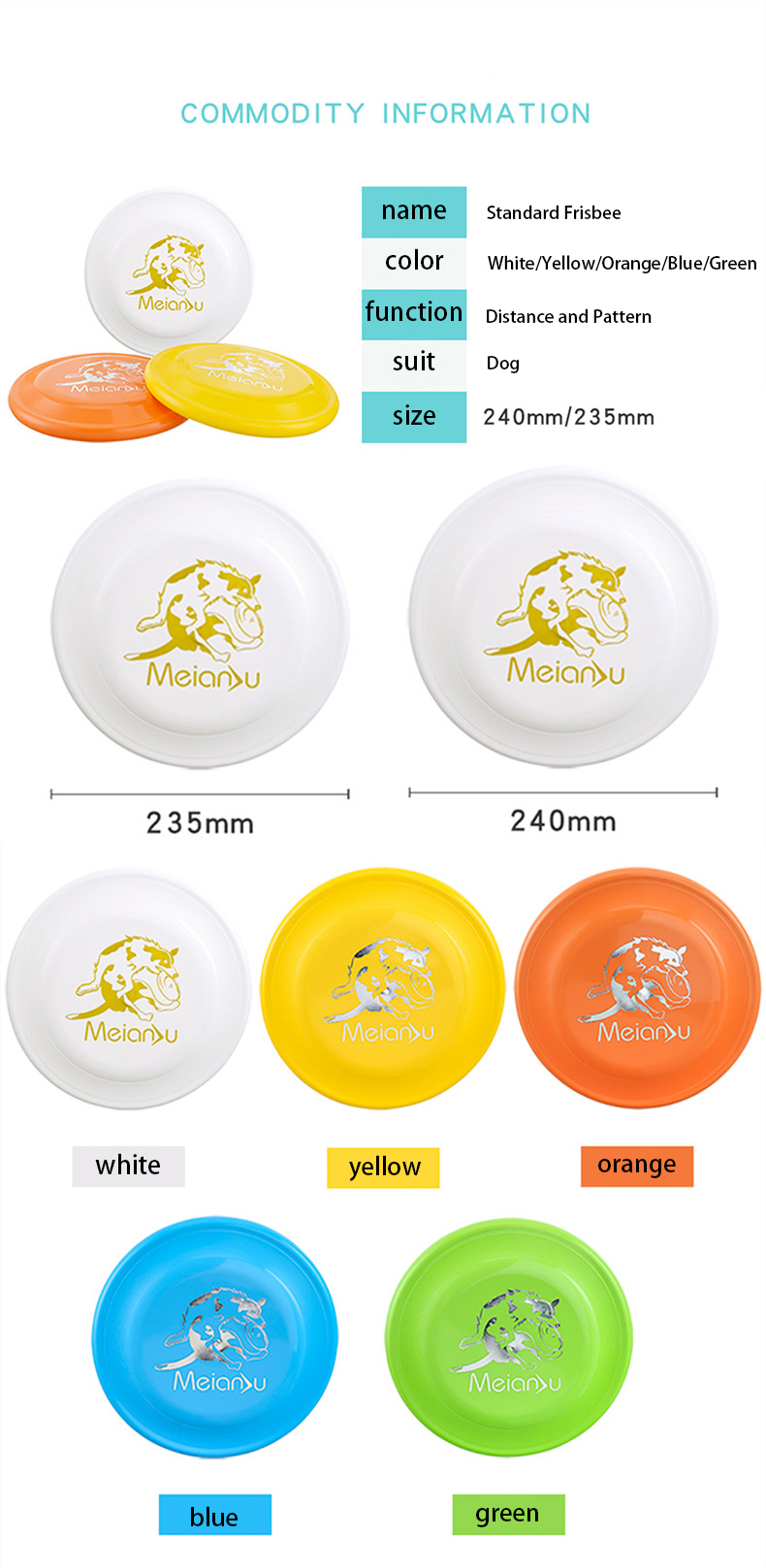 Standard Frisbee 235 Frisbee Dog Training Disc 240 Professional Competition Disc Side Herding Pet Supplies
