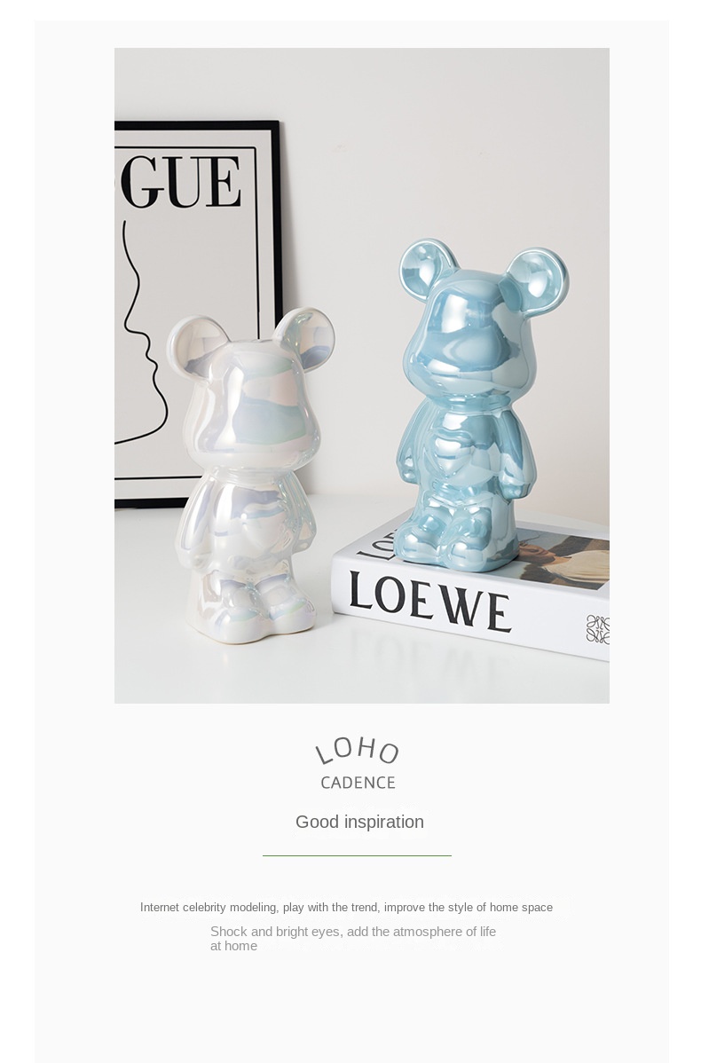 Light luxury love bear decoration living room high-end soft decoration TV cabinet wine cabinet cartoon violent bear hand office boy