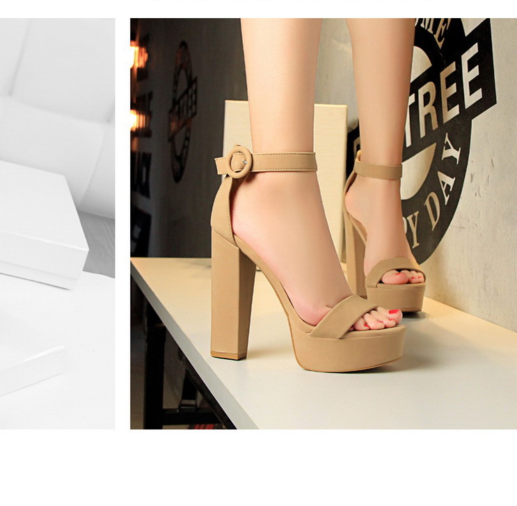 European and American style thick heel super thin high heels sexy nightclub women’s shoes waterproof platform open toe belt buckle sandals