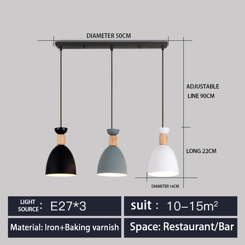 Restaurant chandelier three-head dining table lamp modern bar small simple creative Nordic led dining room wholesale lamp lighting