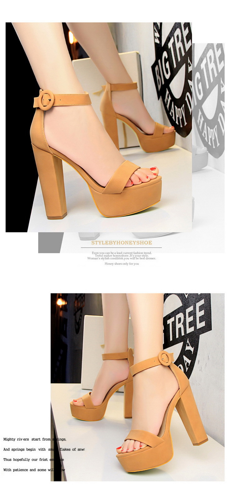 European and American style thick heel super thin high heels sexy nightclub women’s shoes waterproof platform open toe belt buckle sandals