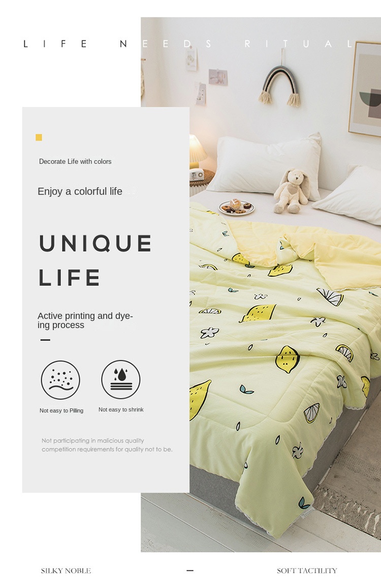 Washed cotton summer cool quilt air-conditioning quilt printed single and double summer quilt student dormitory quilt core event gift wholesale