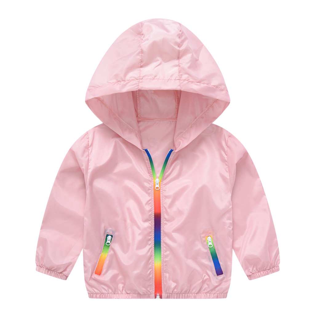 Summer new children’s clothing children’s sun protection clothing jacket boys and girls skin clothing rainbow hooded sun protection clothing air-conditioning shirt