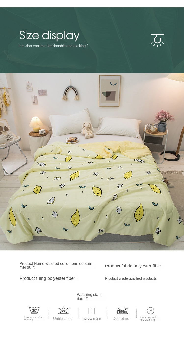 Washed cotton summer cool quilt air-conditioning quilt printed single and double summer quilt student dormitory quilt core event gift wholesale