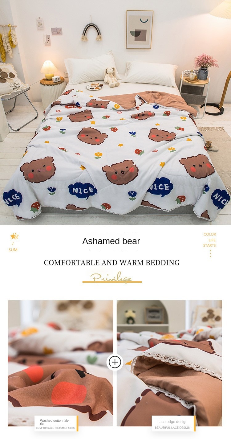 Washed cotton summer cool quilt air-conditioning quilt printed single and double summer quilt student dormitory quilt core event gift wholesale