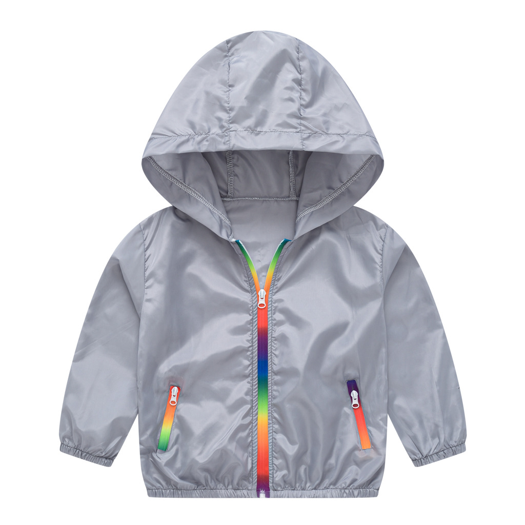 Summer new children’s clothing children’s sun protection clothing jacket boys and girls skin clothing rainbow hooded sun protection clothing air-conditioning shirt