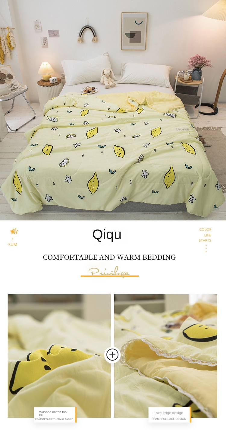 Washed cotton summer cool quilt air-conditioning quilt printed single and double summer quilt student dormitory quilt core event gift wholesale