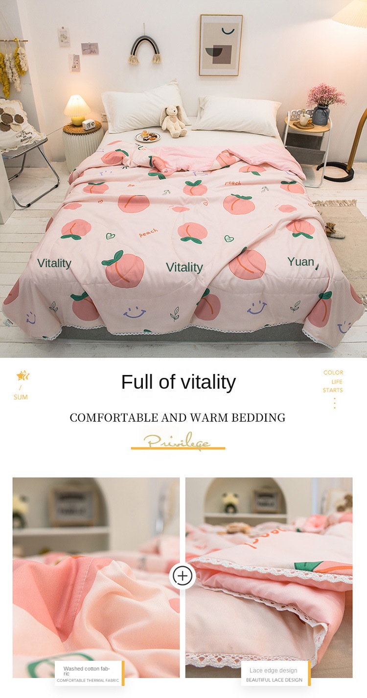 Washed cotton summer cool quilt air-conditioning quilt printed single and double summer quilt student dormitory quilt core event gift wholesale