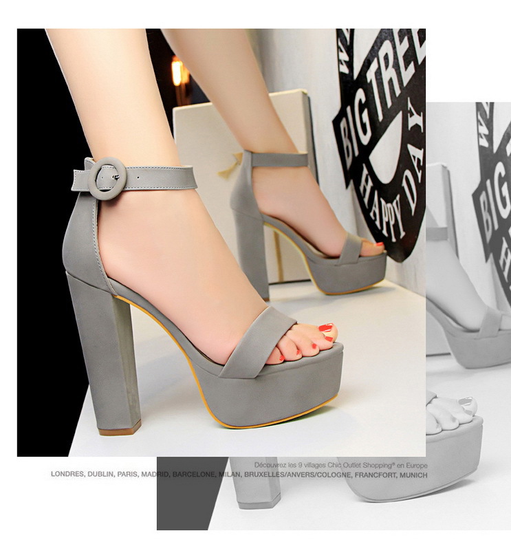European and American style thick heel super thin high heels sexy nightclub women’s shoes waterproof platform open toe belt buckle sandals