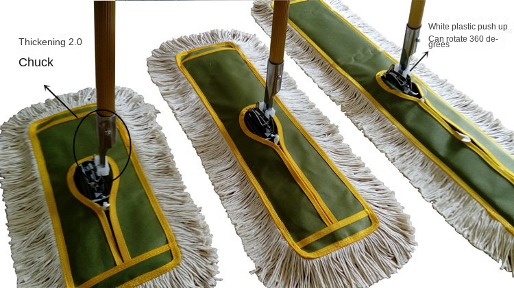 Thickened big dust push factory hotel large mop water-absorbing wide row dragging lazy people flat mop cotton thread 60 90cm