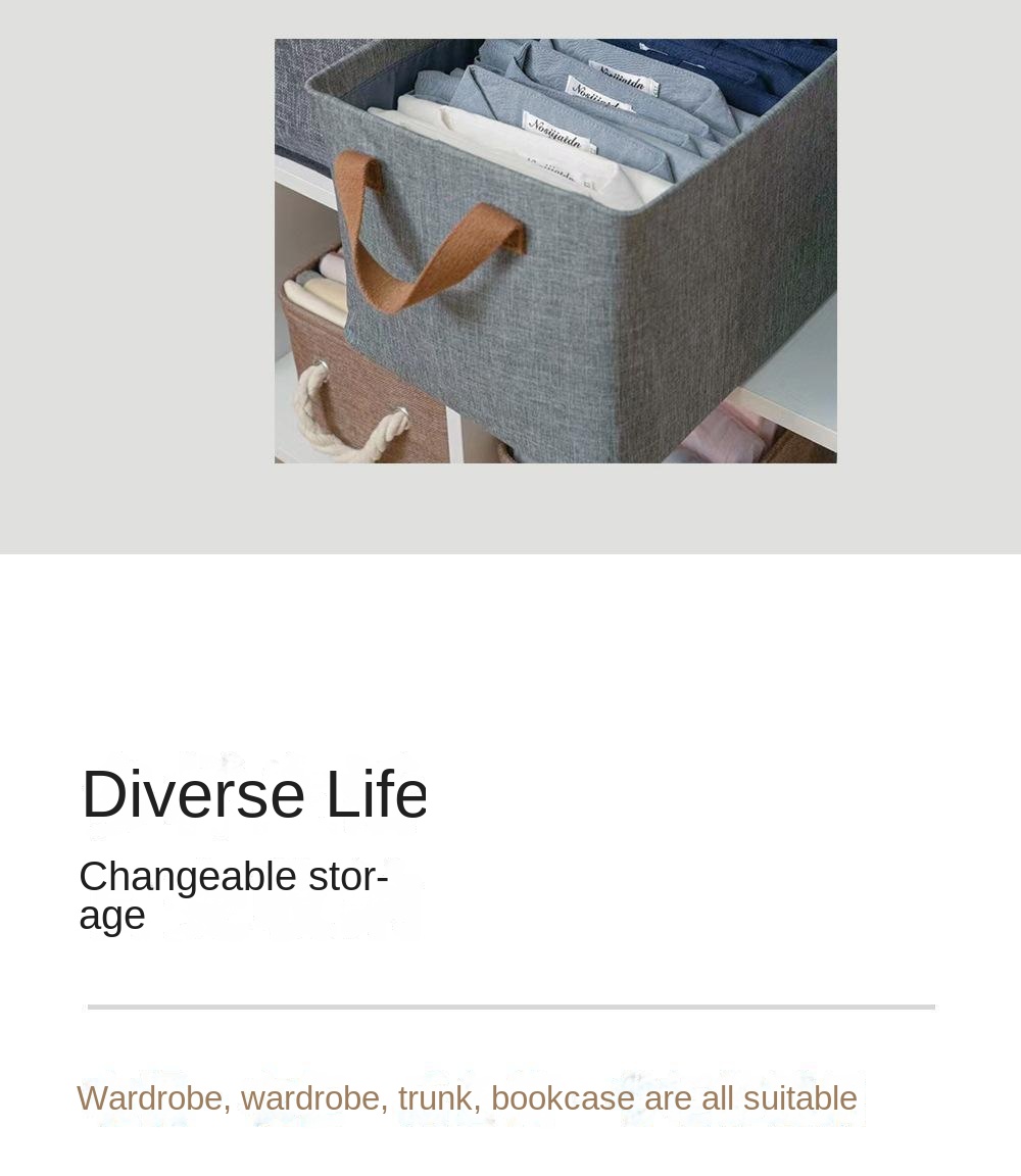 Finishing storage box without cover portable steel frame box cationic foldable storage basket cotton linen storage basket storage box