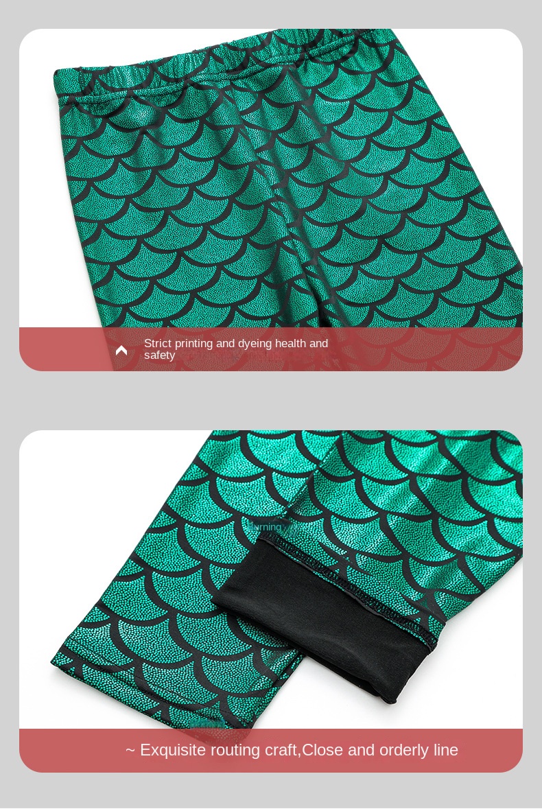 Gymnastics pants spring and autumn European and American girls mermaid tights and thin children’s colored fish scale leggings