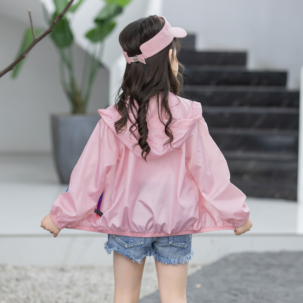 Summer new children’s clothing children’s sun protection clothing jacket boys and girls skin clothing rainbow hooded sun protection clothing air-conditioning shirt
