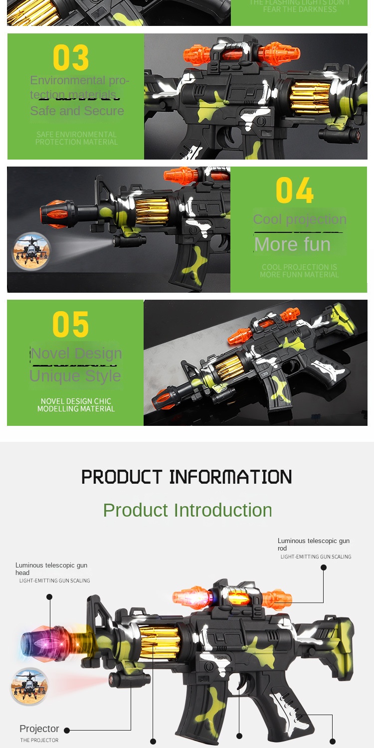 Street Stall Toy Supply Children Electric Toy Gun Music Sound and Light Pistol Luminous Night Market Wholesale Best Sellers