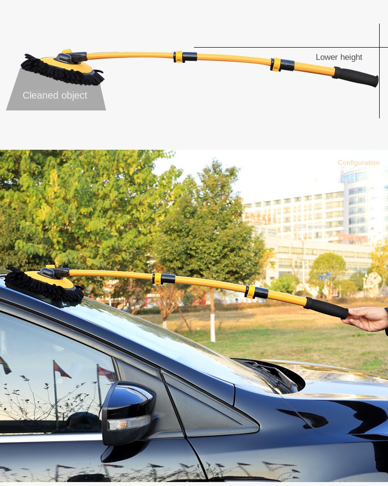 Car wash mop retractable bent rod car wash brush soft hair does not hurt the car car brush cleaning brush car cleaning tool