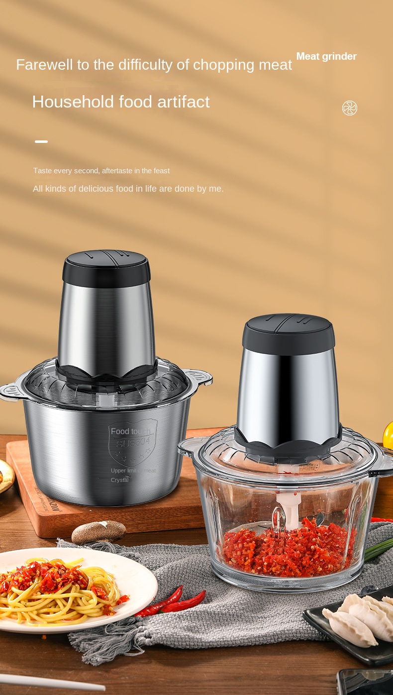 Cross-border kitchen household 304 electric meat grinder multi-functional meat mincer high-power four-knife meat blender