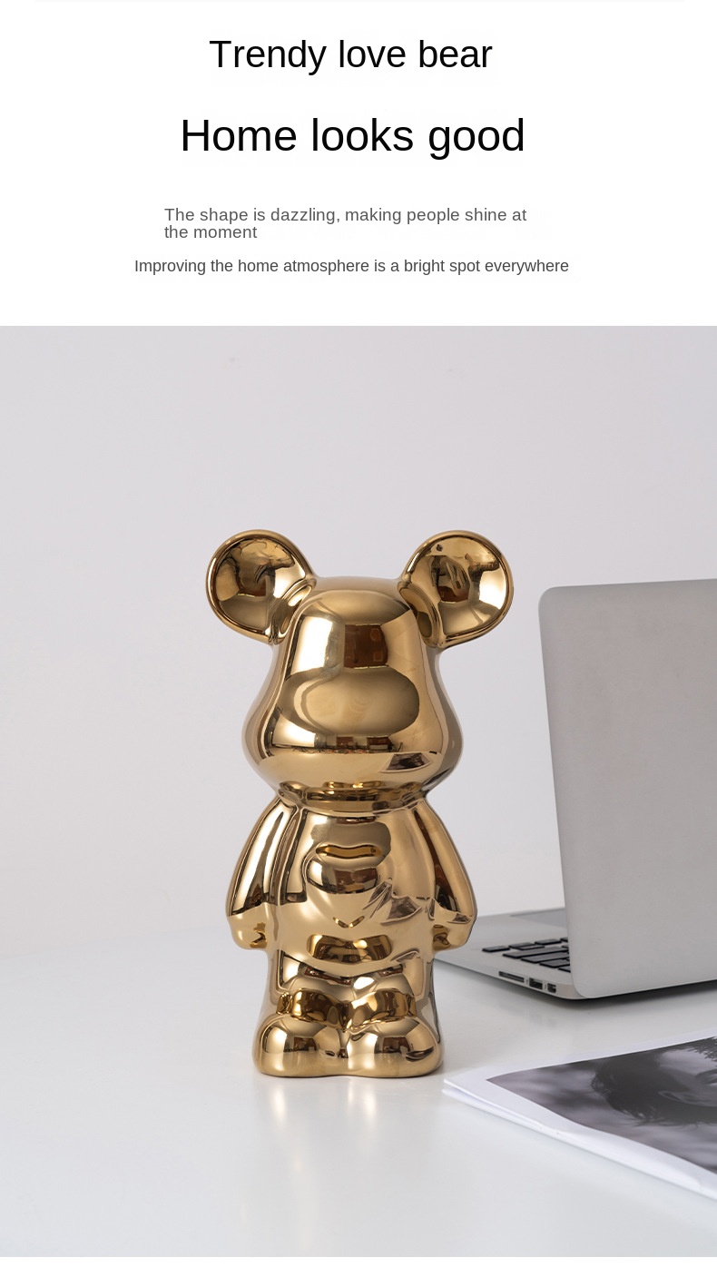 Light luxury love bear decoration living room high-end soft decoration TV cabinet wine cabinet cartoon violent bear hand office boy