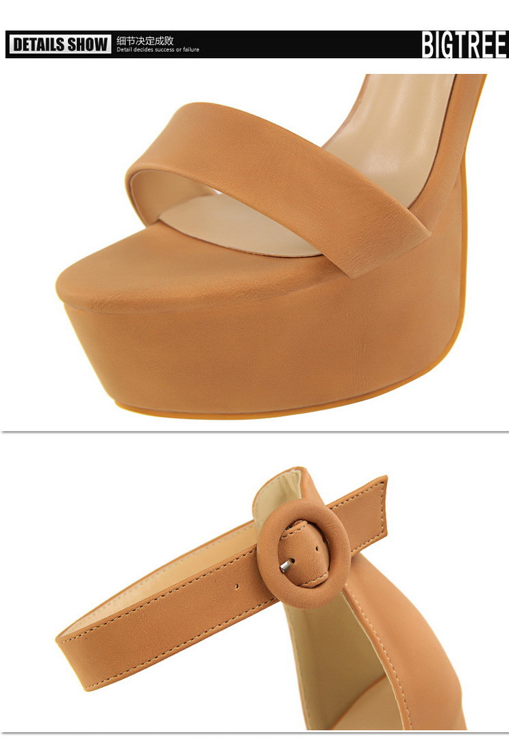 European and American style thick heel super thin high heels sexy nightclub women’s shoes waterproof platform open toe belt buckle sandals