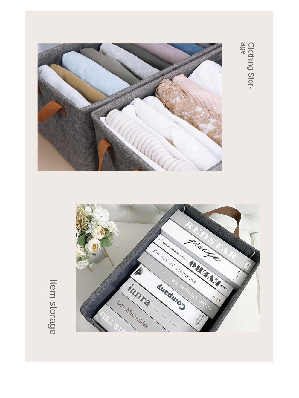 Finishing storage box without cover portable steel frame box cationic foldable storage basket cotton linen storage basket storage box