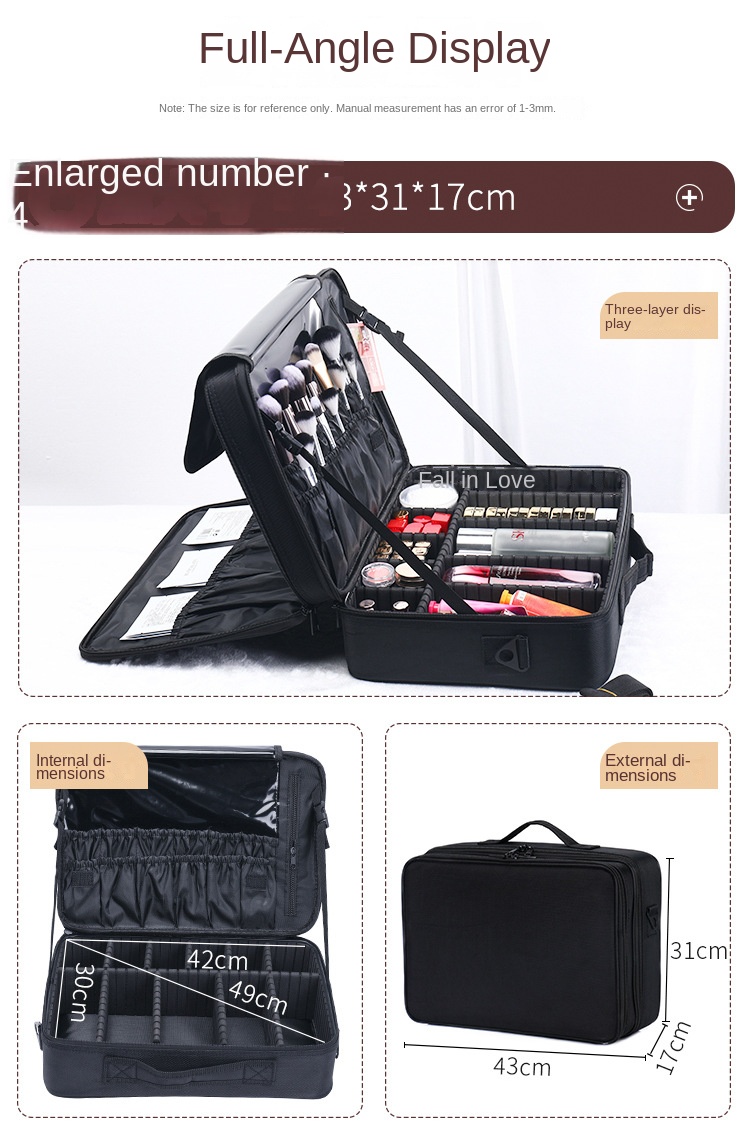 Large-capacity cosmetic bag tattoo embroidery manicure and makeup portable partition tool box cosmetic bag