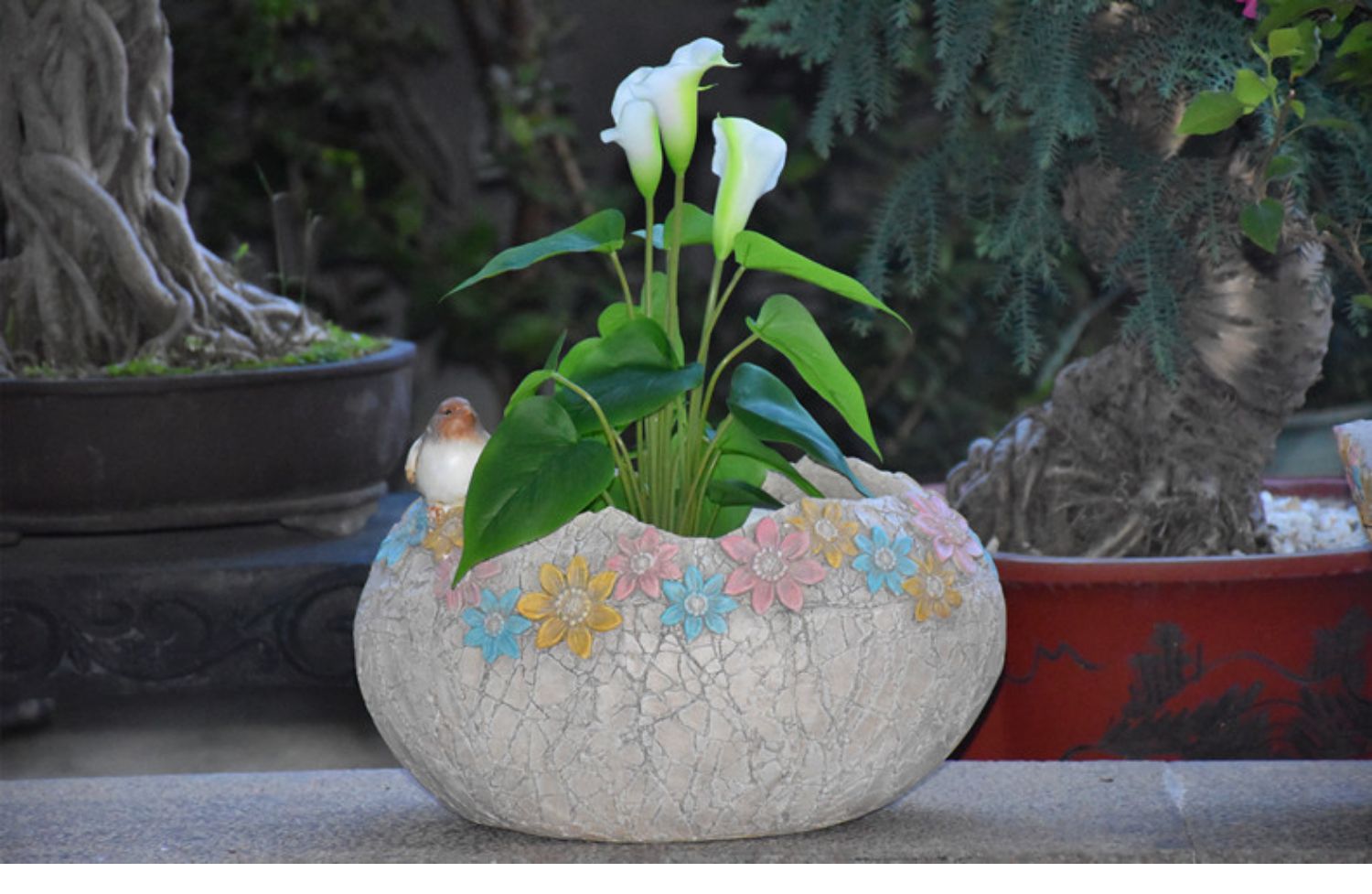 Top-floor balcony decoration flower pot turtle large landscaping lawn garden villa succulent American outdoor garden gardening