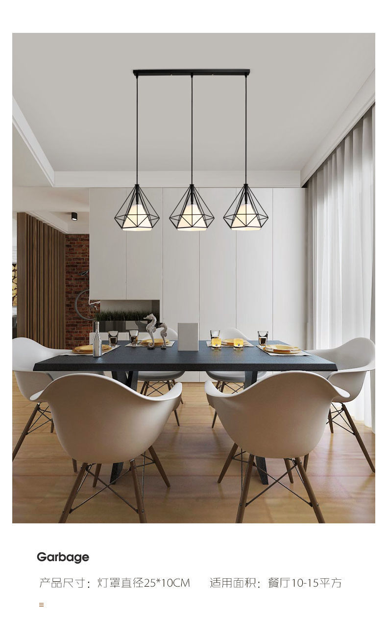 Restaurant chandelier three-head dining table lamp modern bar small simple creative Nordic led dining room wholesale lamp lighting