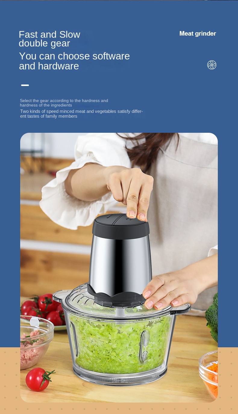 Cross-border kitchen household 304 electric meat grinder multi-functional meat mincer high-power four-knife meat blender