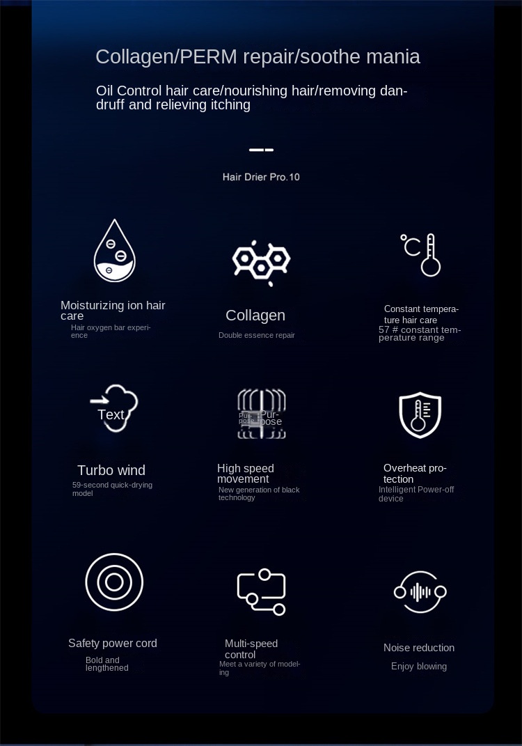 New hair dryer home hair salon high power hot and cold hair care hair dryer foreign trade gift hair dryer factory on behalf of