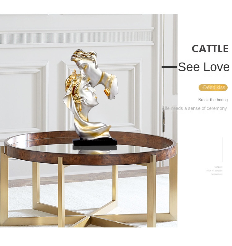 Creative kiss love couple figure statue resin handicraft decoration home living room decoration gift decoration