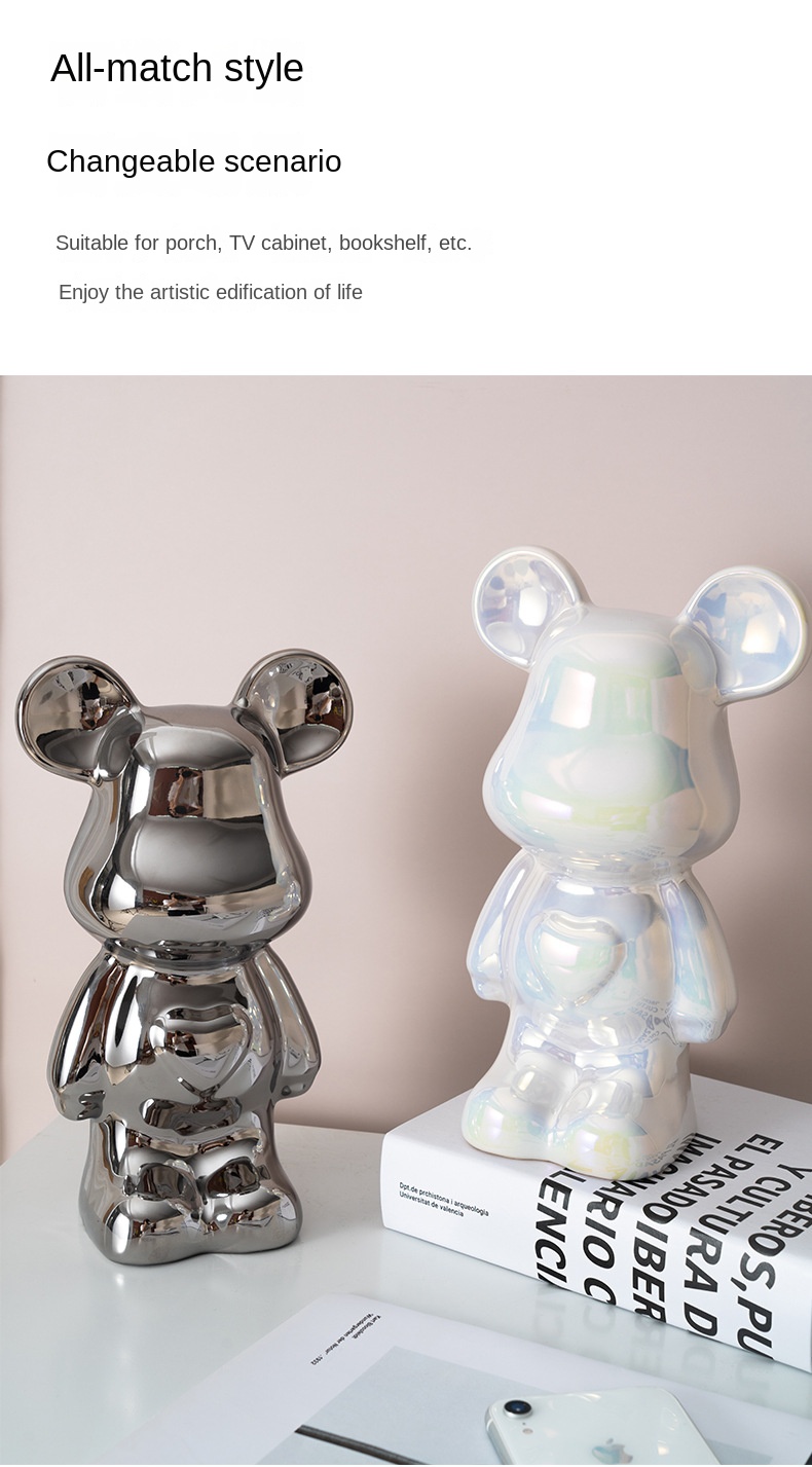 Light luxury love bear decoration living room high-end soft decoration TV cabinet wine cabinet cartoon violent bear hand office boy