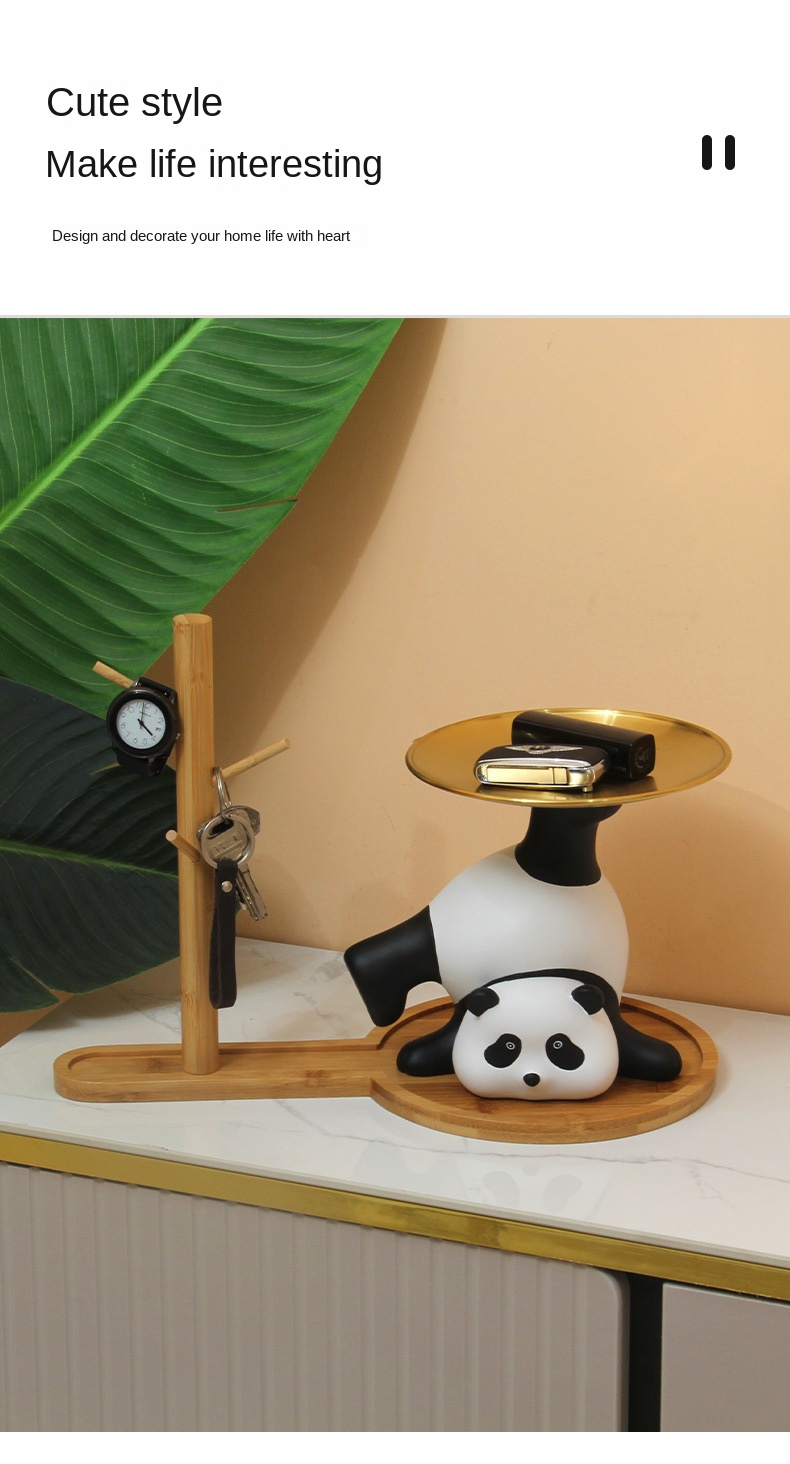 Panda Entrance Cabinet Key Storage Ornament Bracket Living Room Shoe Cabinet