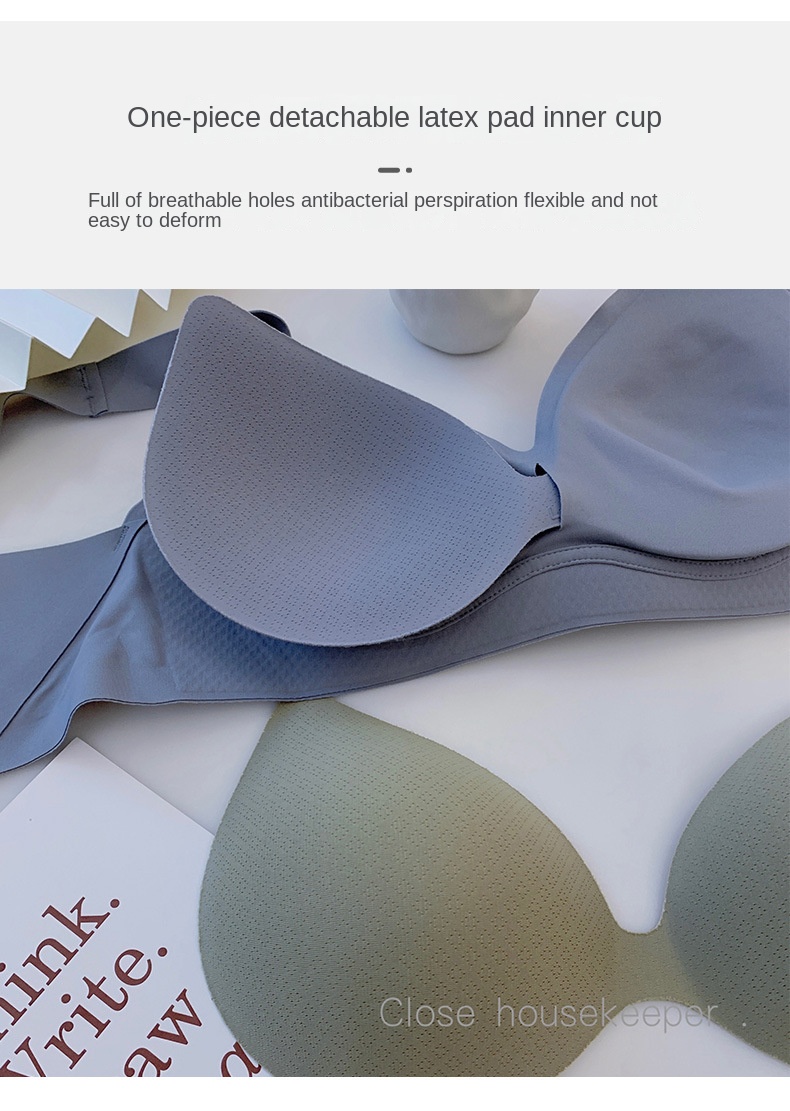 Naked seamless underwear women’s small chest push-up suit latex uu cup no rims closed breast bra set