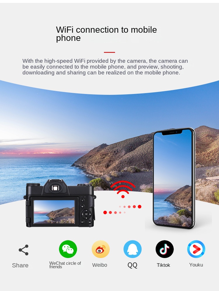 New 4K high-definition 48 million-pixel entry-level micro-single digital camera home travel with WIFI camera