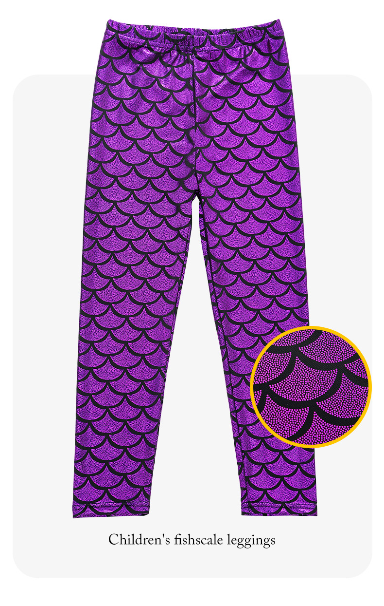 Gymnastics pants spring and autumn European and American girls mermaid tights and thin children’s colored fish scale leggings