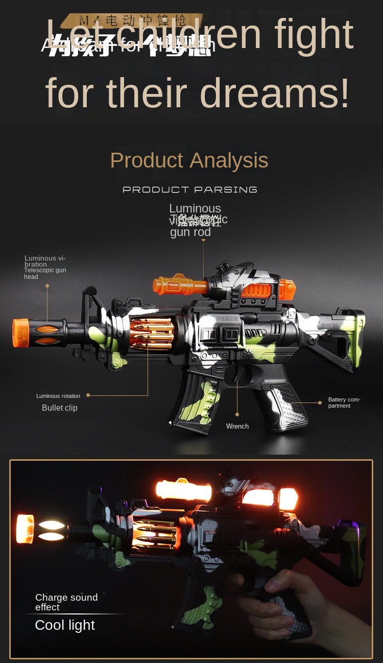 Street Stall Toy Supply Children Electric Toy Gun Music Sound and Light Pistol Luminous Night Market Wholesale Best Sellers