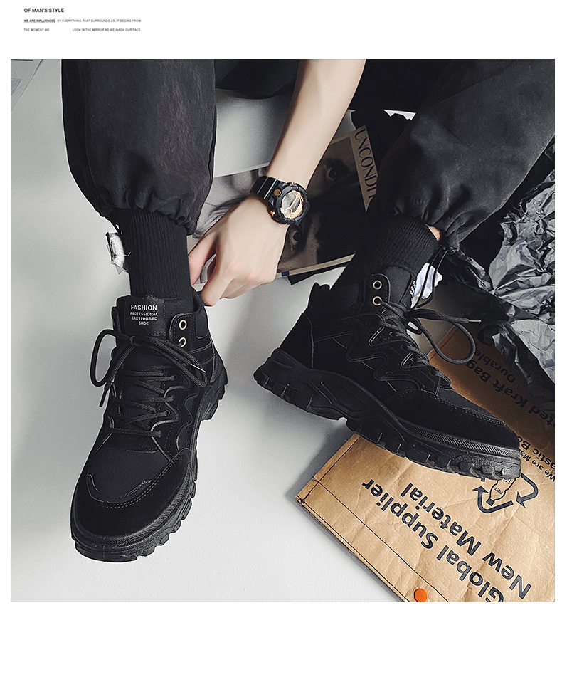 New high-top Martin boots men’s Korean version tooling boots all-match desert boots trendy men’s boots