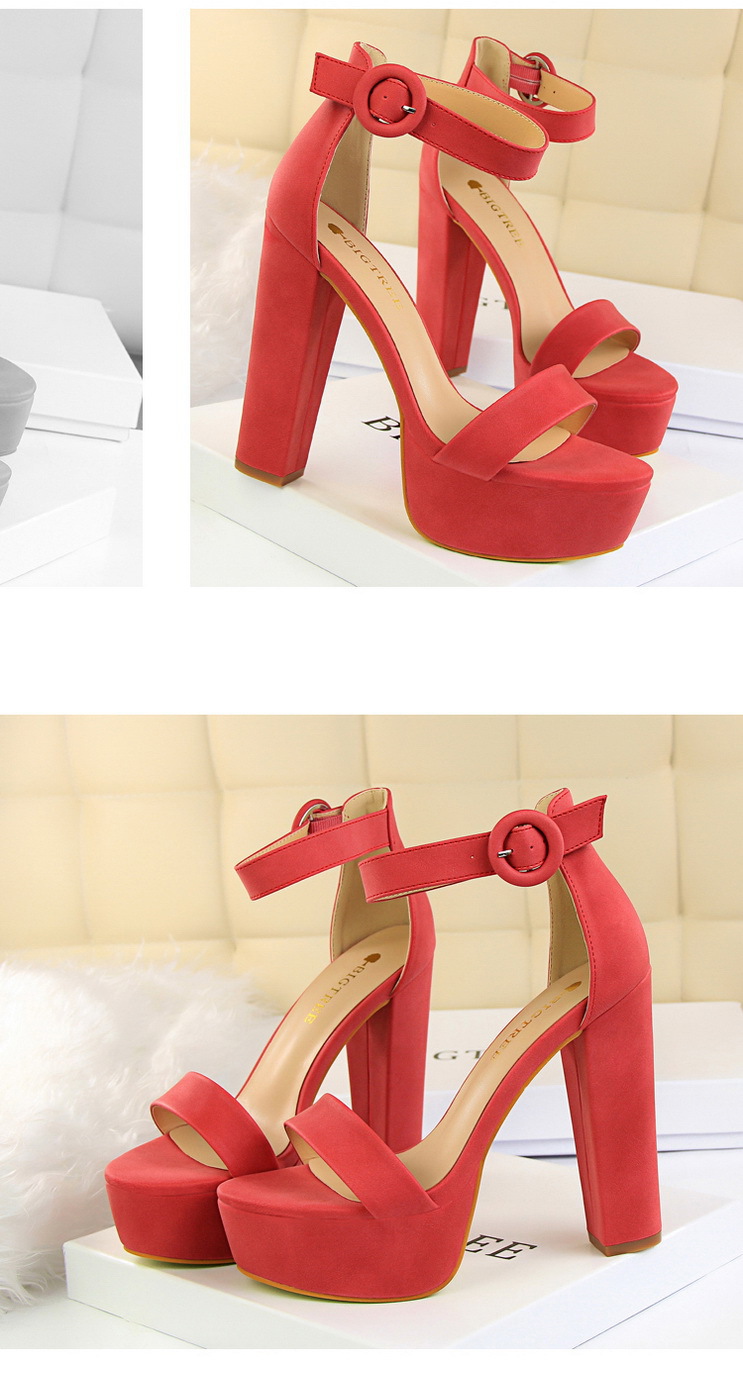 European and American style thick heel super thin high heels sexy nightclub women’s shoes waterproof platform open toe belt buckle sandals